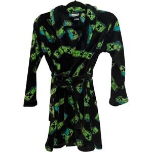 Minecraft Plush Fleece Robe with Creeper Print Boys Size M